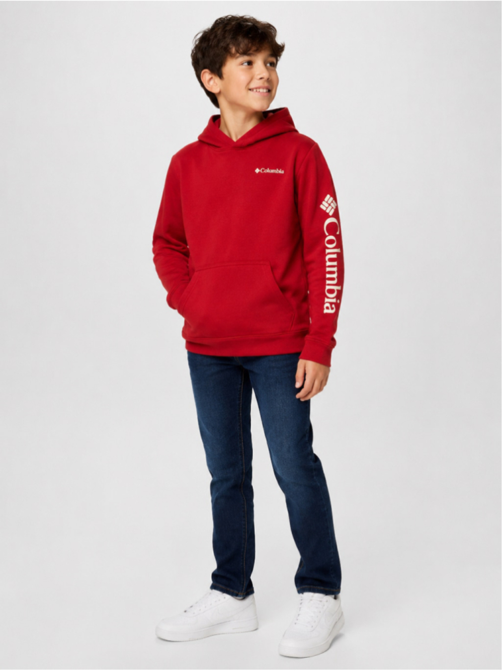 Columbia Kids Red Logo Pullover Hoodie – Size 10–12